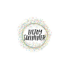 Badge as part of the design - Summer. Sticker, stamp, logo - hands made. With the use of floral elements, calligraphy and lettering