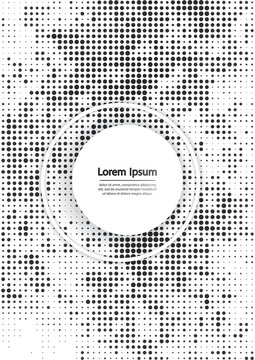 Vector illustration with halftone pattern. Black and white abstract vector background.