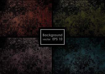 Vector illustration with four halftone patterns. bstract vector background.