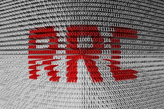 RRC in the form of binary code, 3D illustration
