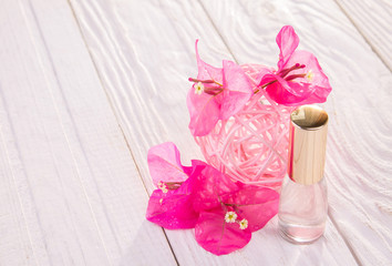 Perfume bottle with flowers