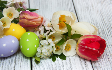 Easter eggs with blossom