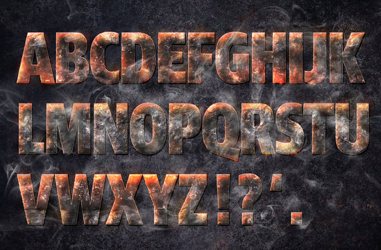 Magma Hot Text Strong Rock Alphabet Effect Font