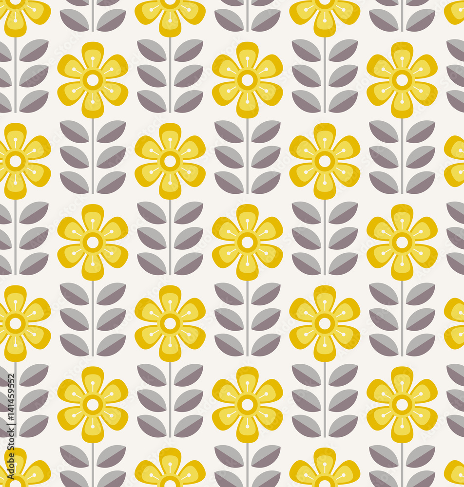 Poster seamless retro pattern with flowers