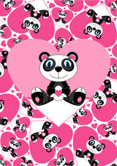 Cute Cartoon Valentine Panda Bear 