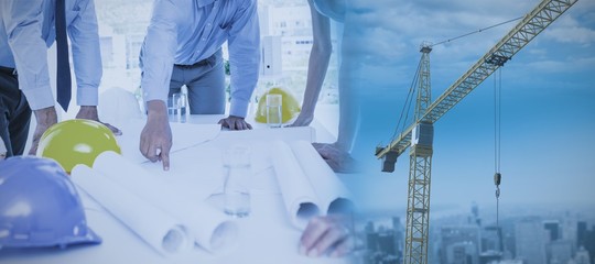 Composite image of studio shoot of a crane 