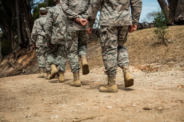 Fototapeta premium Group of military soldiers in a training session