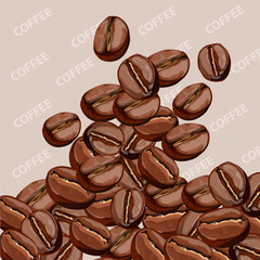 Coffee beans close up, falling.