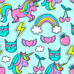 Cartoon patch. Vector seamless pattern