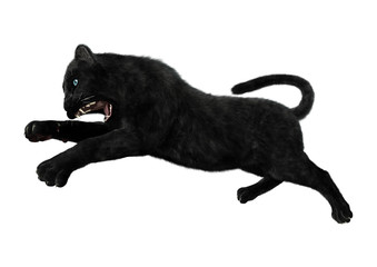 3D Rendering Black Panther on White