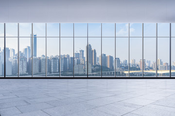 Fototapeta na wymiar cityscape and skyline of chongqing from glass window