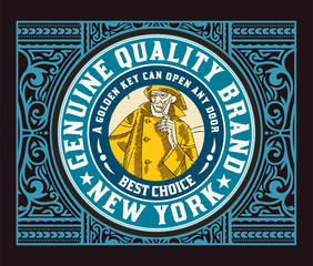 Nautical label card with old paper bag.