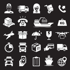 Shipping and delivery icons set