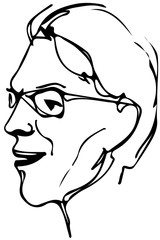 vector sketch of the face of an adult male with glasses