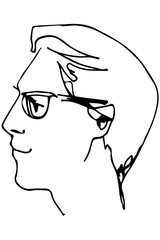 vector sketch of the face of an adult male with glasses