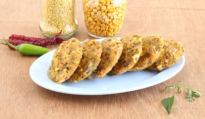 Masala vada, steamed type, is an Indian vegetarian snack.