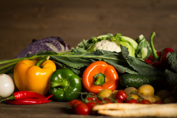 Various Vegetables diet products, Healthy food concept, Place for typography