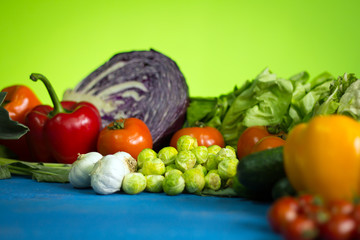 Various Vegetables diet products, Healthy food concept, Place for typography