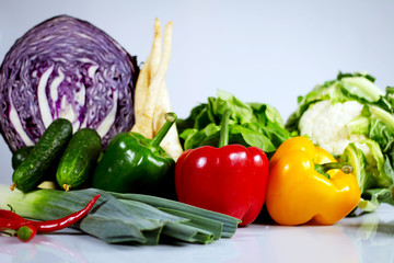 Various Vegetables diet products, Healthy food concept, Place for typography