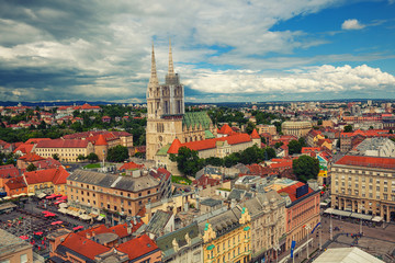 Fototapeta na wymiar bird's-eye view of Zagreb, Croatia.