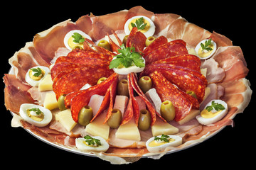 Appetizer Savory Dish Meze Isolated on Black Background