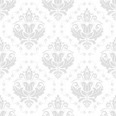 Fototapeta na wymiar Classic seamless vector light silver pattern. Traditional orient ornament. Classic vintage background