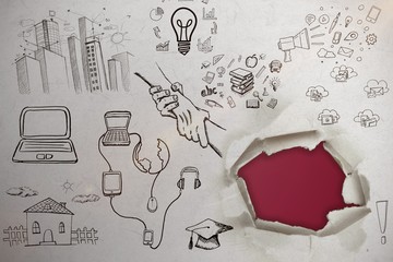 Composite image of composite image of business icons 3d