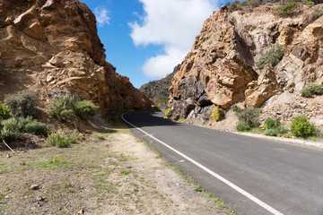 Road through the mountains on the island of Gran Canaria