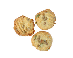 cookies with nuts isolated on white