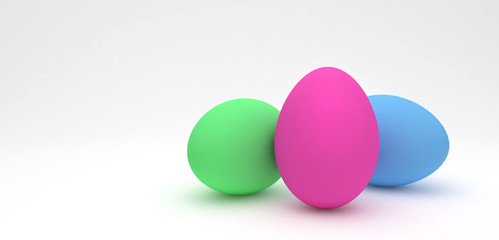 Easter eggs, trendy design concept, 3d illustration.