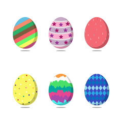 Set of colorful easter eggs on white background. Vector illustration