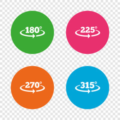 Angle degrees icons. Geometry math signs.