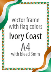 Frame and border of ribbon with the colors of the Ivory Coast flag