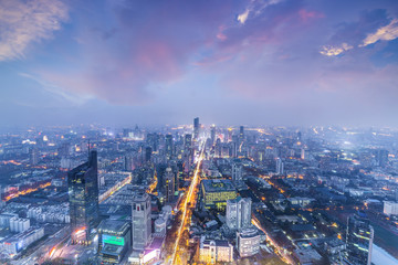 Obraz premium Panoramic cityscape and skyline in nanjing