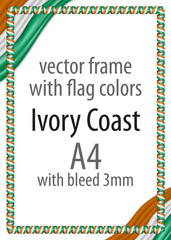 Frame and border of ribbon with the colors of the Ivory Coast flag