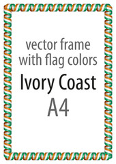 Frame and border of ribbon with the colors of the Ivory Coast flag