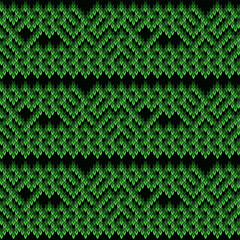 Knitting seamless pattern in various green hues
