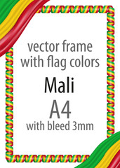 Frame and border of ribbon with the colors of the Mali flag