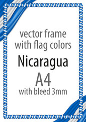 Frame and border of ribbon with the colors of the Nicaragua flag