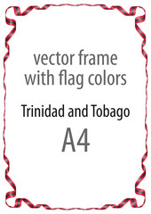 Frame and border of ribbon with the colors of the Trinidad and Tobago flag