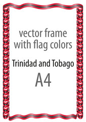 Frame and border of ribbon with the colors of the Trinidad and Tobago flag