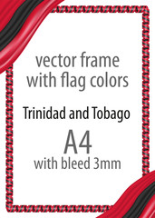 Frame and border of ribbon with the colors of the Trinidad and Tobago flag