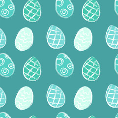 Seamless pattern with blue Easter eggs. Vector illustration