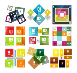 Set of square shaped infographic diagram templates