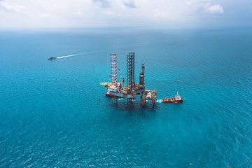 Offshore oil rig drilling platform in the gulf of Thailand