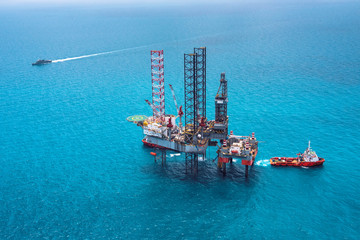 Offshore oil rig drilling platform in the gulf of Thailand