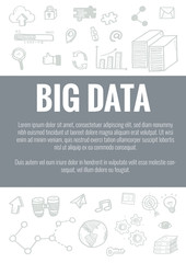 Vector template for big data theme with hand drawn doodles business icon in background.Concept for business idea,startup and innovation internet of things technology.
