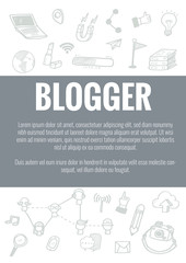 Vector template for blogger theme with hand drawn doodles business icon in background.Concept for business idea,startup and innovation internet of things technology.