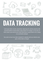 Vector template for data tracking theme with hand drawn doodles business icon in background.Concept for business idea,startup and innovation internet of things technology.