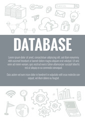Vector template for database theme with hand drawn doodles business icon in background.Concept for business idea,startup and innovation internet of things technology.